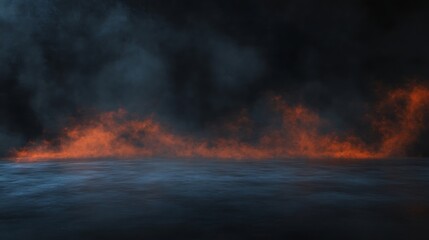 Naklejka premium Fire and smoke on dark surface, background