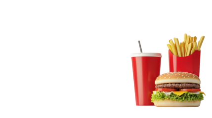 Closeup of a juicy hamburger and refreshing drink on dark background, classic american meal