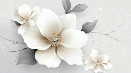 A striking portrayal of nature with a white bloom on a white canvas.