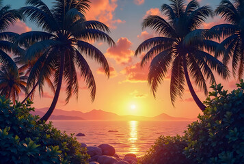 sunset on the beach