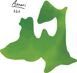 日本の青森県の地形の手書きベクターイラストアイコン