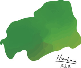 日本の広島県の地形の手書きベクターイラストアイコン