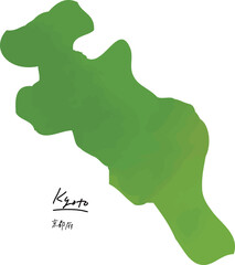 日本の京都府の地形の手書きベクターイラストアイコン