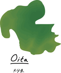 日本の大分県の地形の手書きベクターイラストアイコン