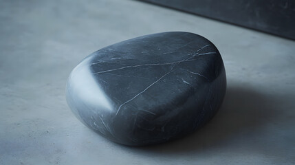 smooth charcoal gray jade stone with subtle natural veins rests on textured surface, showcasing its polished finish and organic beauty