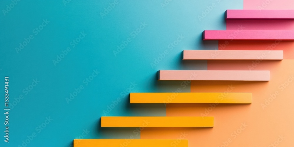 Aufkleber Gradient Ascent Minimalist Career Progression Visualization for Gen Z Professional Development - Innovative Learning Pathway Metaphor in Vibrant Gradient Design