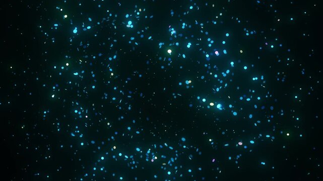 Glowing particles dynamically align to form a futuristic map of Saudi Arabia. The animation features rotating perspectives and cosmic lighting, creating a mesmerizing sci-fi atmosphere.