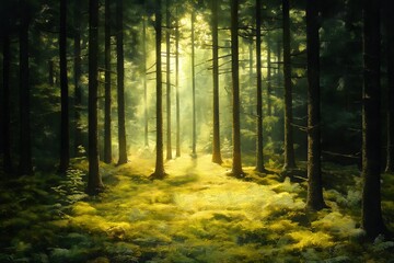Fototapeta premium Sunlit Forest Path
