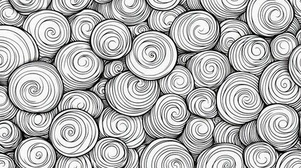 Fototapeta premium Abstract Hand-Drawn Spirals and Swirls in Black and White Pattern for Background Design