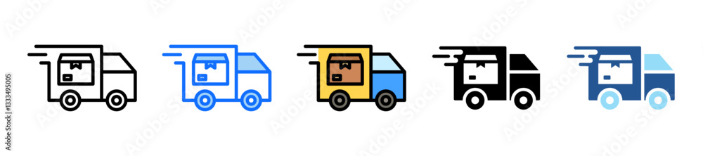 Poster shipping icon set multiple style collection