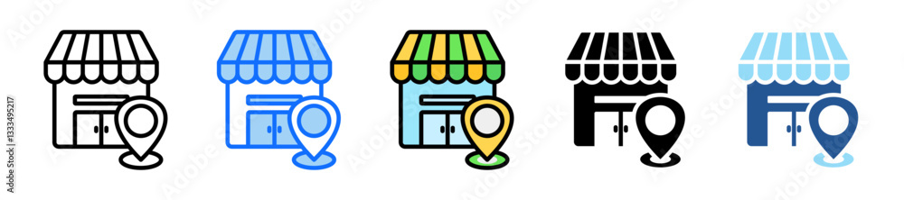 Poster location icon set multiple style collection