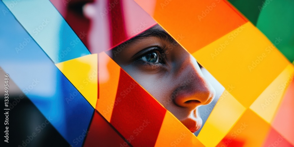 Poster geometric color theory portrait vibrant millennial creative expression through abstract chromatic fr