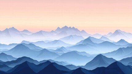 Fototapeta premium Serene Blue Mountains Under a Soft Pink Sky