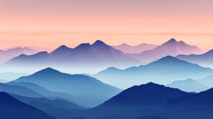 Fototapeta premium Serene Blue Mountains Under a Pastel Sky