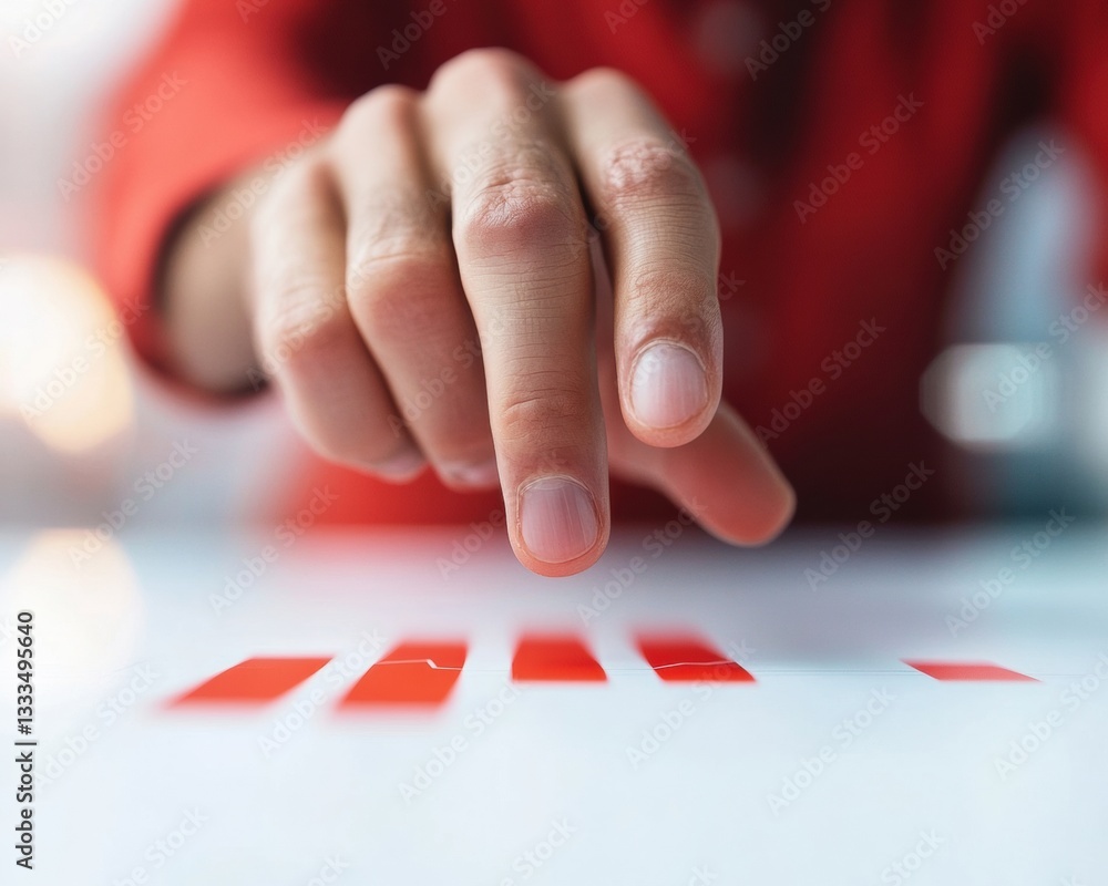 Fototapete Minimalist Economic Insights Dynamic Data Visualization of Market Performance with Precision Hand Gesture in Immersive Corporate Analytics