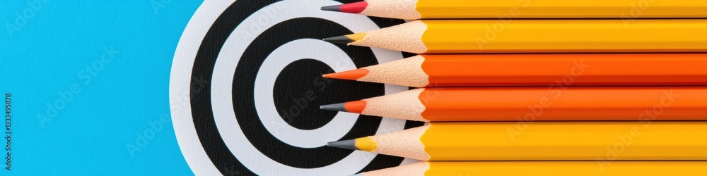 Aufkleber Precision Focus Optimization Minimalist Goal Achievement Strategy with Color-Graded Pencils Visualizing Strategic Performance Targeting for Modern Workplace Innovation