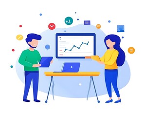 Fototapeta premium Business colleagues reviewing data charts at the office