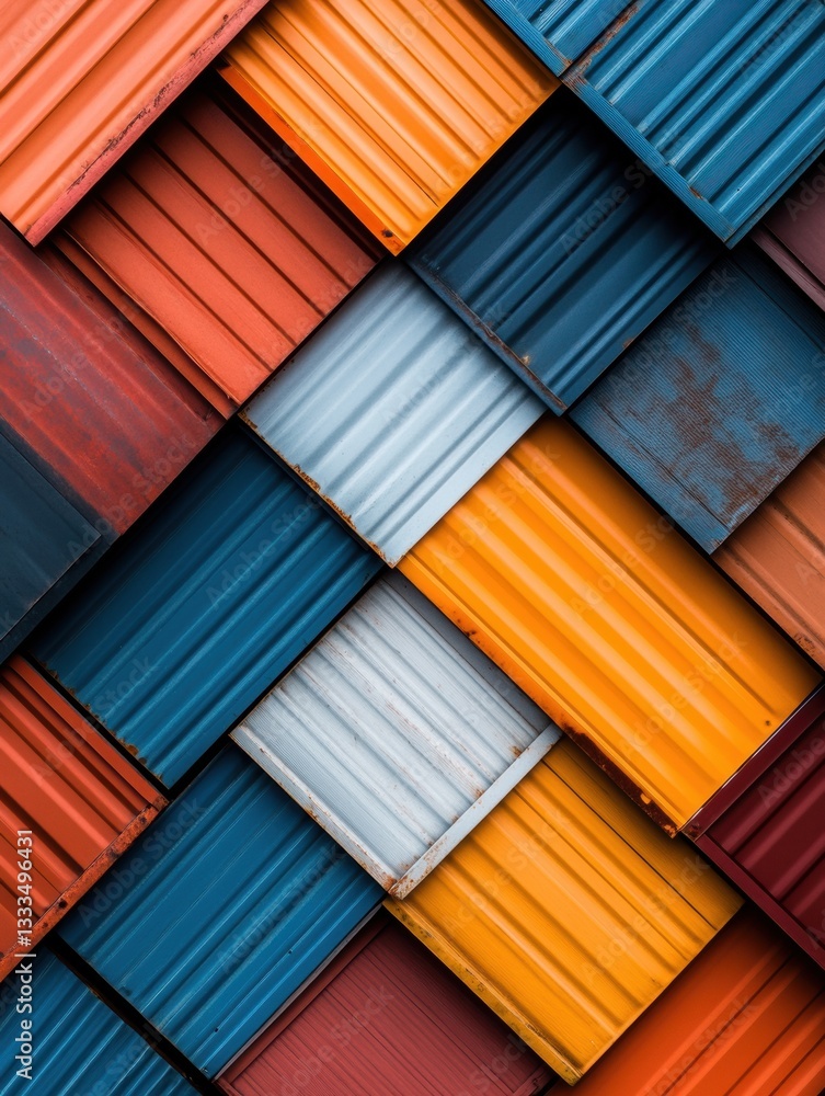 Poster circular economy visualization modular industrial container design showcasing sustainable logistics,