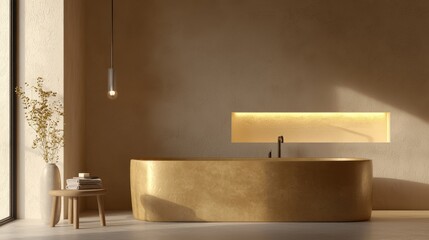 Luxurious and Serene Minimalist Bathroom Design with Warm Earthy Tones Sleek Fixtures and a Spa like Ambiance for a Relaxing Haven at Home
