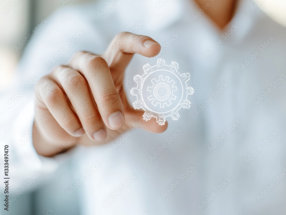Aufkleber AI-Driven Digital Transformation Minimalist Virtual Interface Showcasing Innovative Process Automation and Intelligent System Configuration for Next-Gen Business Intelligence