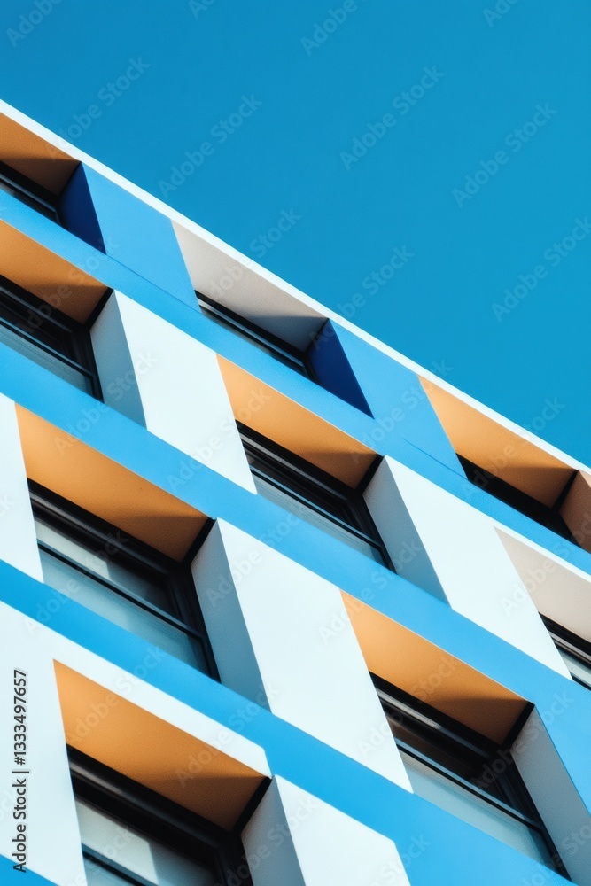 Poster modern architectural minimalism geometric urban design showcasing sleek parametric facade with dynam