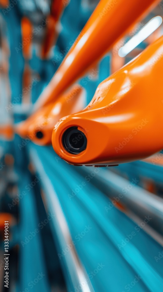 Poster Hyper-Precise Industrial Innovation Next-Gen Robotic Engineering with Vibrant Orange Automation Technology - Cutting-Edge Manufacturing Performance Visualization