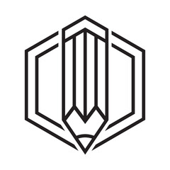 Pencil and hexagon line concept