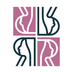 Stylish Letter R and Woman Face