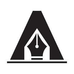 Stylish Letter A and Pen Nib