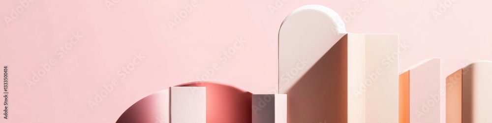 Aufkleber Minimalist Geometric Abstract Soft Pastel Color Block Design Exploring Contemporary Architectural Form, Premium Digital Marketing Visual Trend