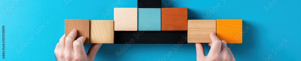 Aufkleber Modular Leadership Dynamics Adaptive Organizational Design Through Minimalist Geometric Blocks - Transformative Business Strategy Visualization