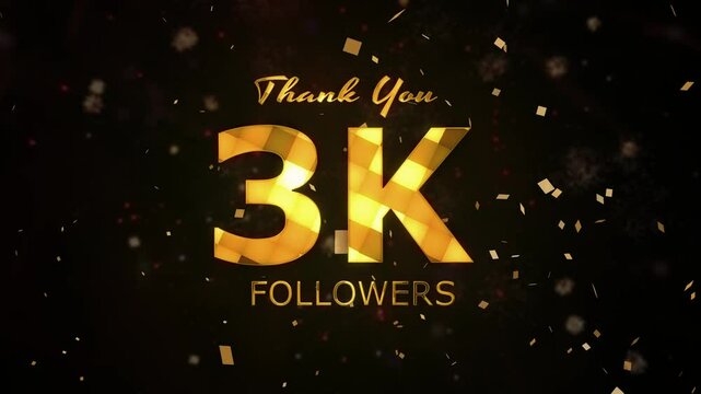 3K Followers celebration animation, 3000 followers thank you video, fireworks, confetti party effects, social media milestone motion graphics animation, celebrating 3K followers