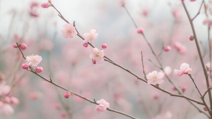 Delicate Willow and Peach Blossoms in Harmony, Symbolizing Renewal and Serenity of Spring