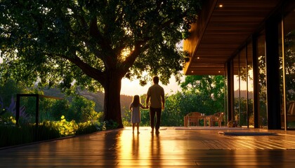 Discover the powerful symbolism of family unity through the art of yoga Witness a heartwarming scene where a Family holding tree pose together, reinforcing stability, balance, and mutual support This