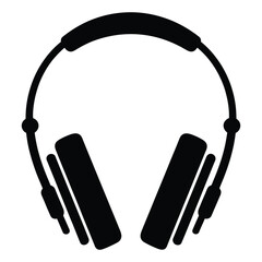 Obraz premium Headphones Silhouette, Vector, Icon, Logo, White Background.
