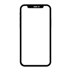 Smartphone Silhouette, Vector, Icon, Logo, White Background.