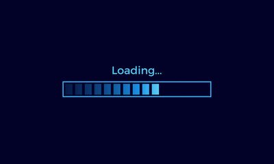 Loading neon background. Installing process on dark background. loading screen vector.