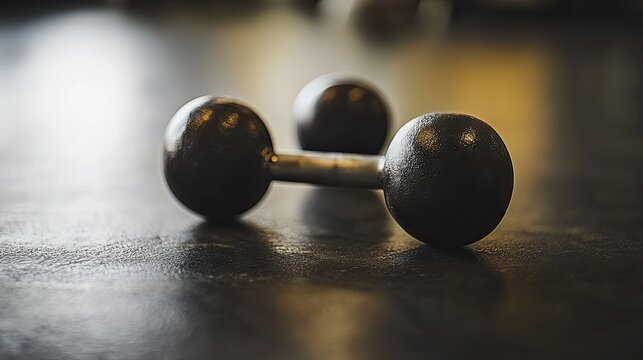 Gym dumbbells, fitness, workout, floor, weights, exercise, dark background, healthy lifestyle