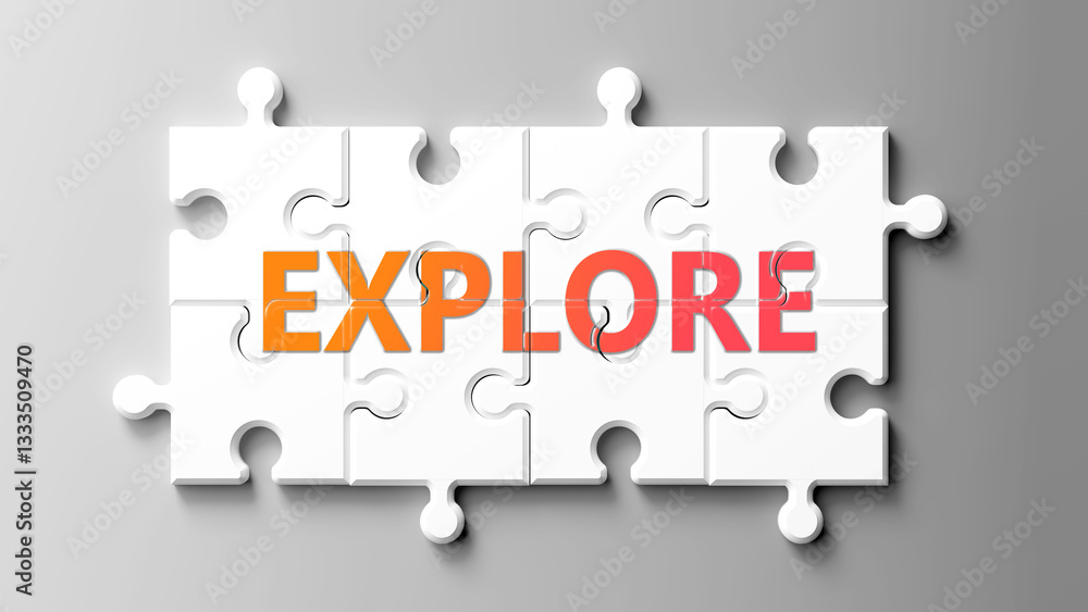 Poster explore complex like a puzzle - pictured as word explore on a puzzle pieces to show that explore is 