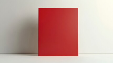 Standing Red Rectangle Shape on Neutral Background for Product Mockup