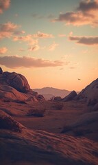 Naklejka premium Desert landscape sunset view