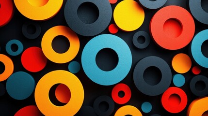 Colorful Geometric Circles on Dark Background Vibrant Patterns and Shapes for Visual Inspiration