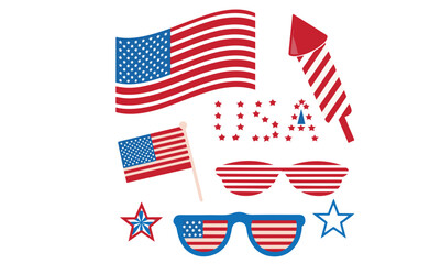 Fourth of July Independence Day Holiday party icons