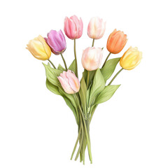 Fototapeta premium Vibrant Tulip Bouquet: A stunning bouquet of colorful tulips arranged in a charming display of nature's beauty