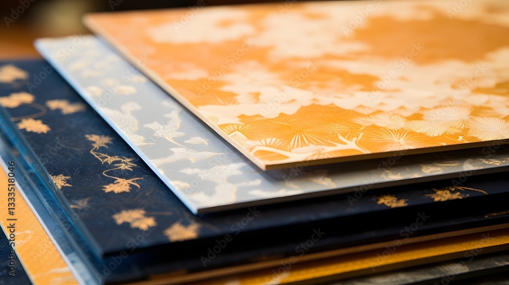 Aufkleber exquisite display of handmade washi paper showcasing intricate patterns delicate textures and a natu