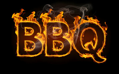 Molten Fire BBQ Typography with Intense Flames and Embers