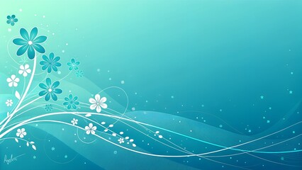 Abstract blue floral background with snowflakes and festive holiday elements
