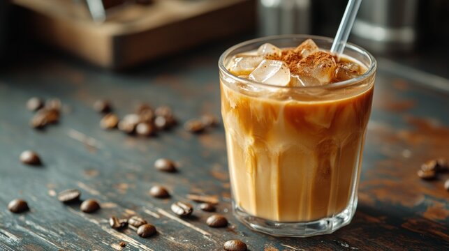 Iced coffee drink with cinnamon