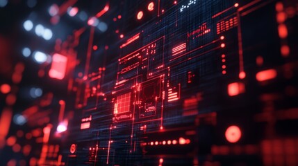 Obraz premium Abstract Red And Blue Digital Data Stream Interface