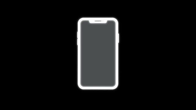 Animation of mobile phone icon Animation on a black background.